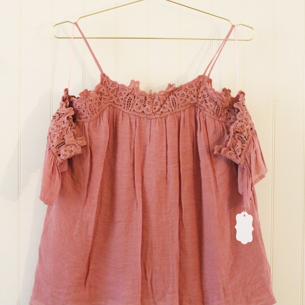 Blue Rain ✤ Off Shoulder Lace Flutter Blouse